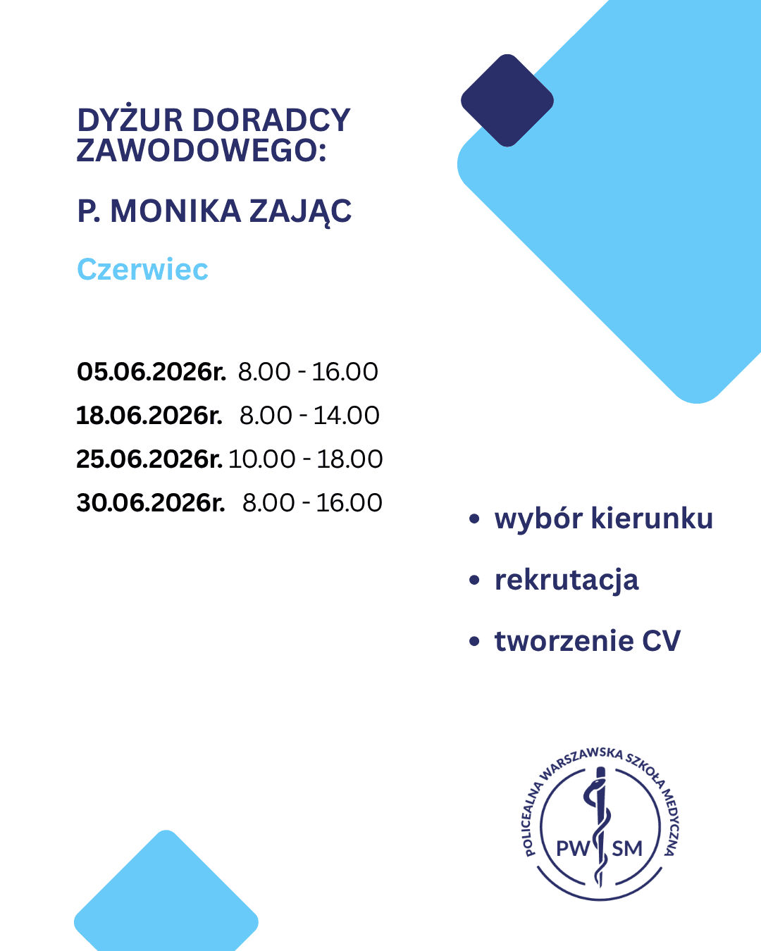Dyżur doradcy zawodowego Czerwiec