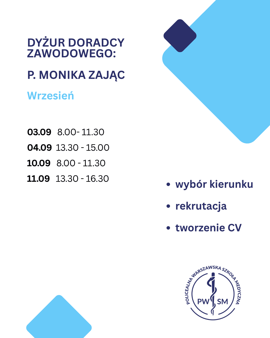 Dyżur doradcy zawodowego Wrzesień